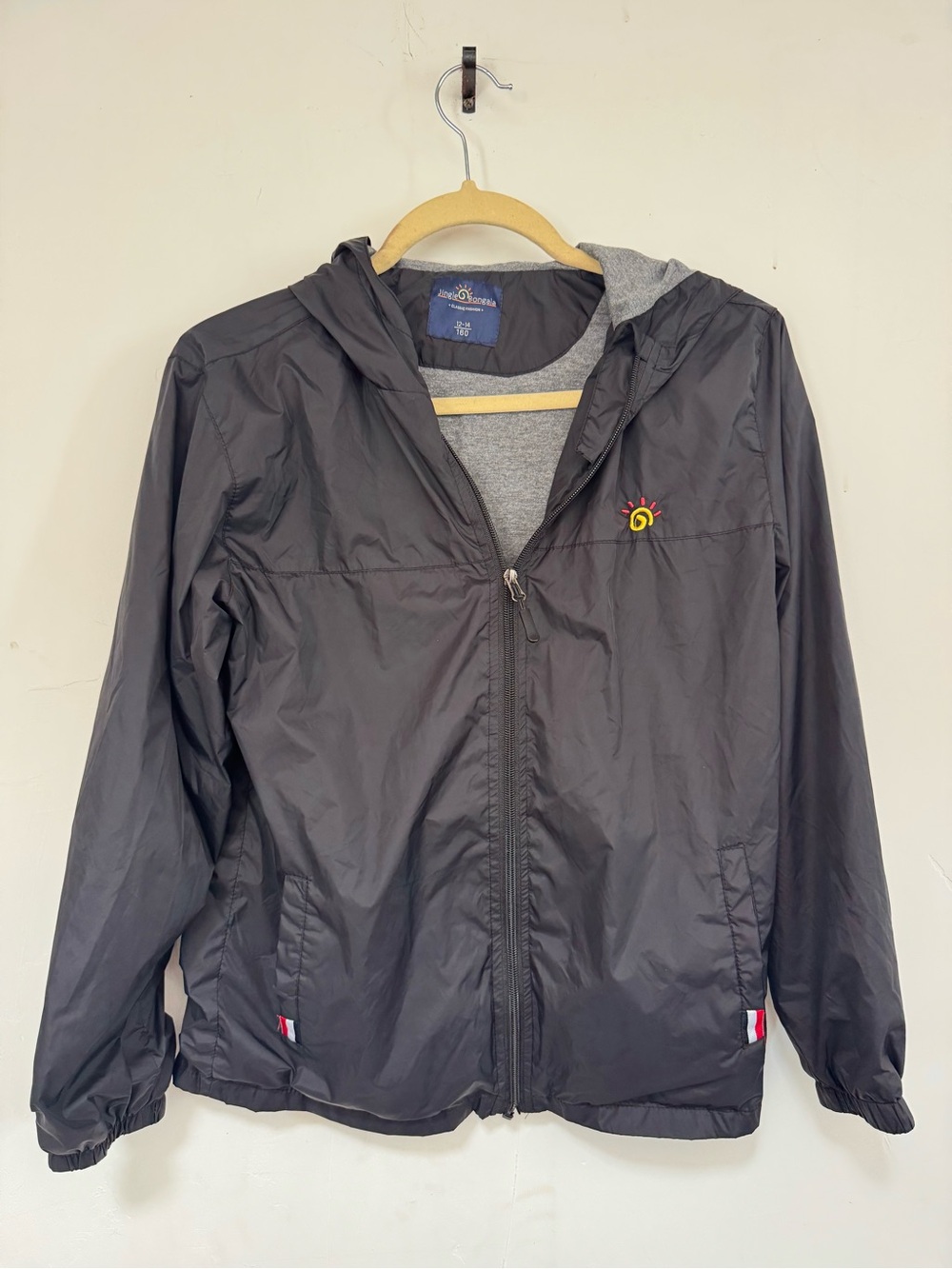 Lightweight Men's Black Hooded Windbreaker Jacket